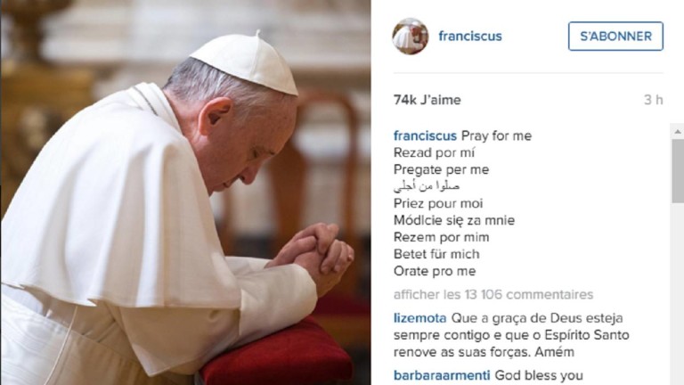 Instagram : le pape a posté sa première photo samedi