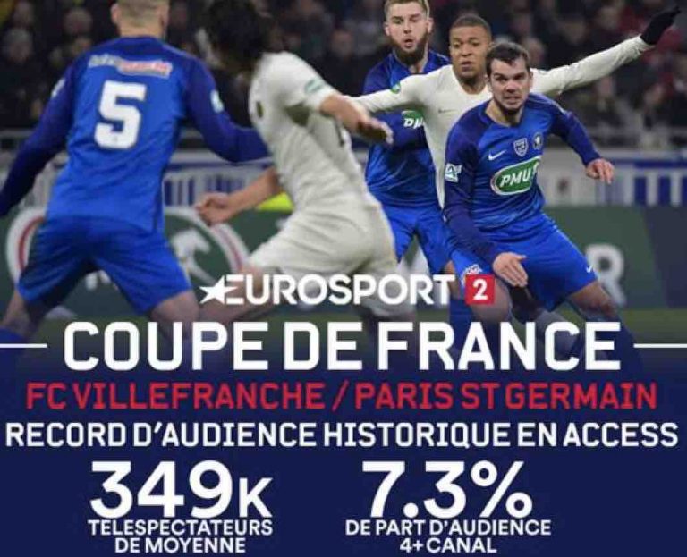 Eurosport : record historique en Access sur Eurosport 2 pour le match FC Villefranche / PSG