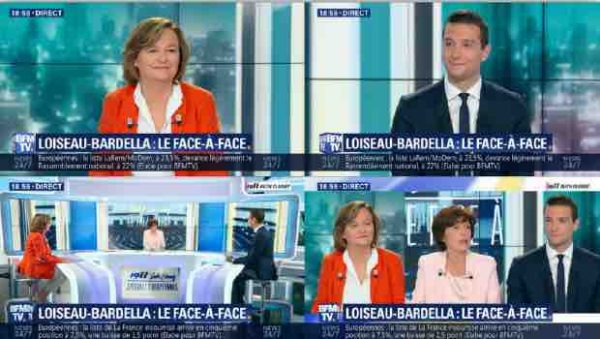 BFMTV: 300.000 téléspectateurs en moyenne devant le débat événement Nathalie Loiseau - Jordan Bardella