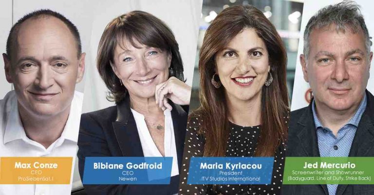 Jed Mercurio et les dirigeants de Prosiebensat.1, Newen, ITV Studios, keynotes du MIPCOM 2019