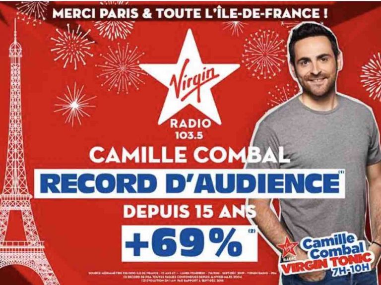 Virgin Radio/ audiences IDF : Camille Combal, record d’audience depuis 15 ans