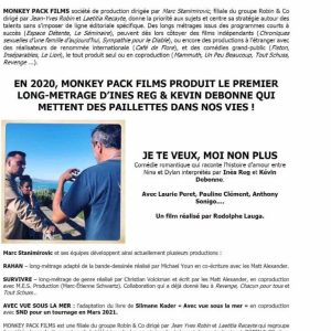 Groupe Robin&Co : MONCKEY PACK FILMS produit le premier long métrage d’Inès Reg et Kévin Debonne