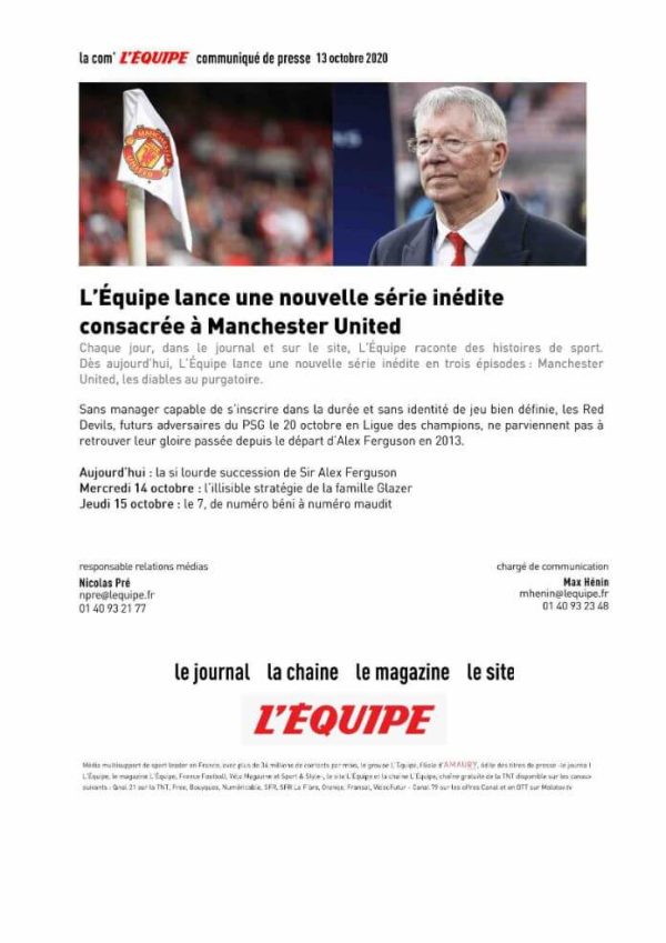 «L’Équipe» lance une nouvelle série inédite consacrée à Manchester United
