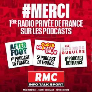 RMC, 2ème radio de France sur les podcasts