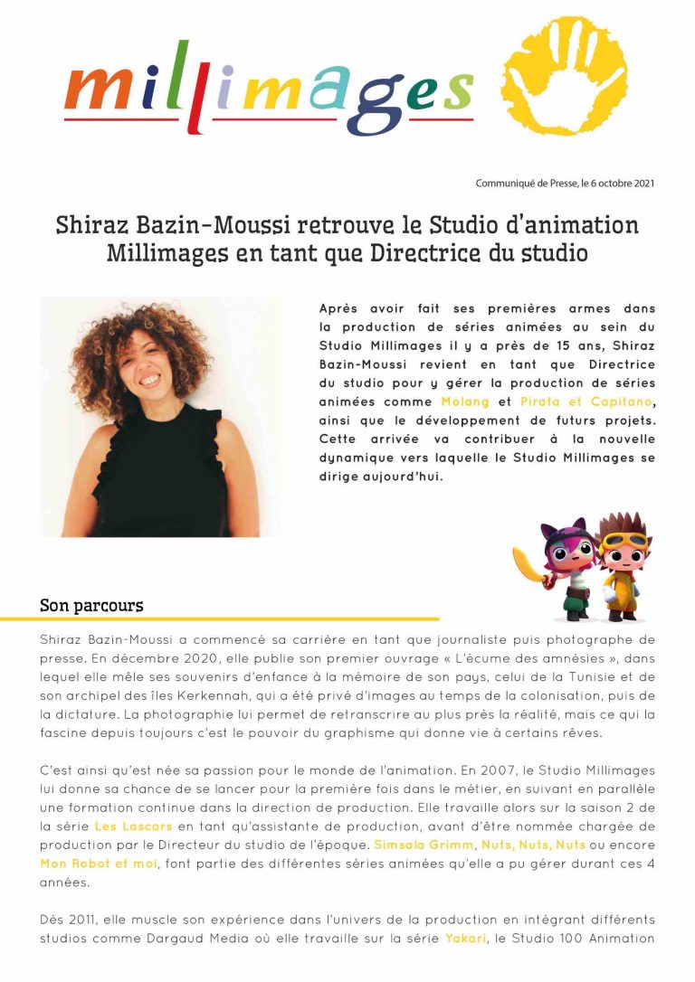 Shiraz Bazin-Moussi, nouvelle Directrice du studio chez Millimages