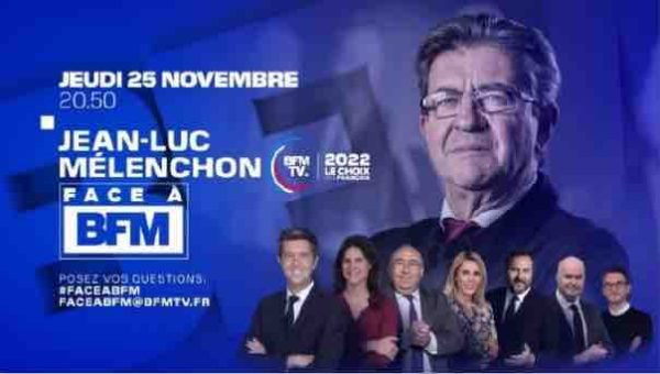 BFMTV : Jean-Luc Mélenchon invité de «Face à BFM» jeudi