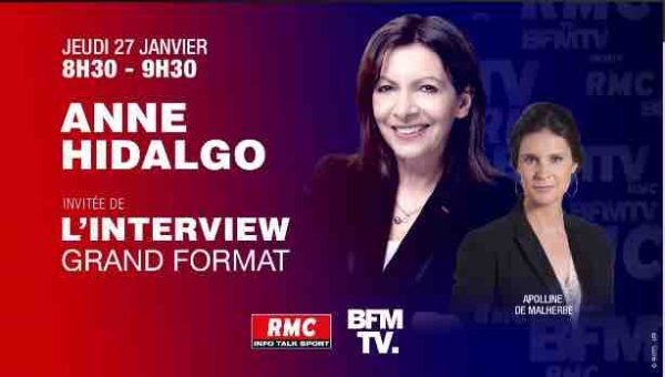 RMC/ BFMTV : Anne Hidalgo invitée ce jeudi d’Apolline de Malherbe