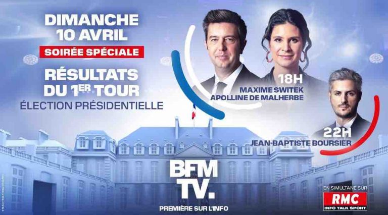 BFMTV/ Élection Présidentielle : soirée spéciale résultats du 1er tour dimanche 10 avril