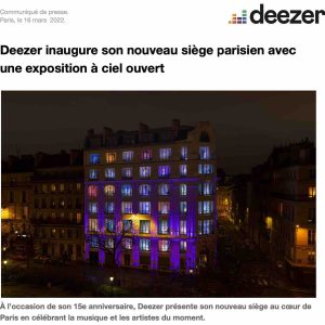 Deezer inaugure son nouveau siège parisien avec une exposition à ciel ouvert