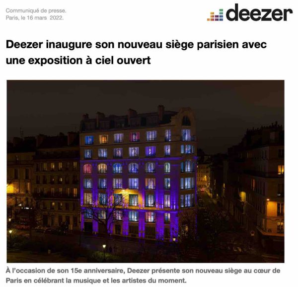 Deezer inaugure son nouveau siège parisien avec une exposition à ciel ouvert