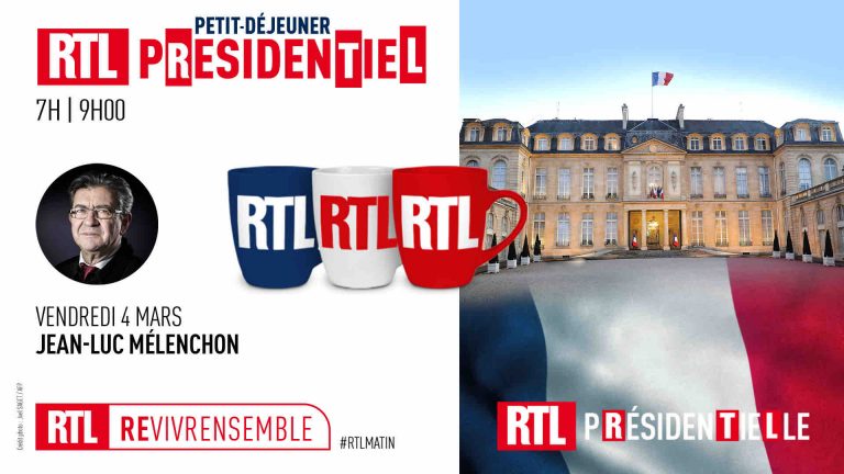 RTL : «Petit-déjeuner Présidentiel» avec Jean-Luc Mélenchon vendredi 4 mars de 7h00 à 9h00