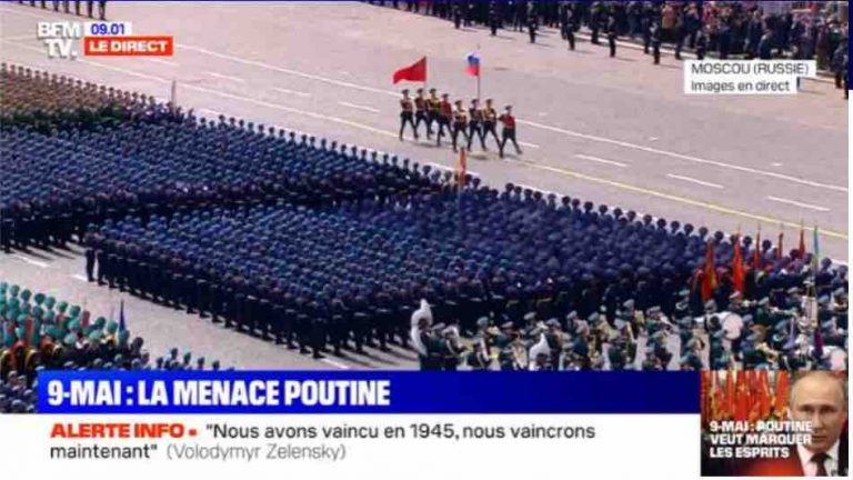 BFMTV, 1ère chaîne de France lundi avec l’édition spéciale consacrée au décryptage du défilé militaire et du discours de Vladimir Poutine