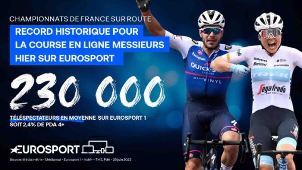 Eurosport/ cyclisme: record historique pour la course en ligne messieurs des Championnats de France sur route