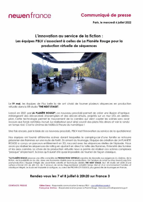 Newen France: les équipes de «Plus belle la vie» s’associent à celles de La Planète Rouge pour la production virtuelle de séquences