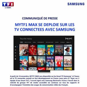 MYTF1 MAX se déploie sur les TV connectée avec Samsung