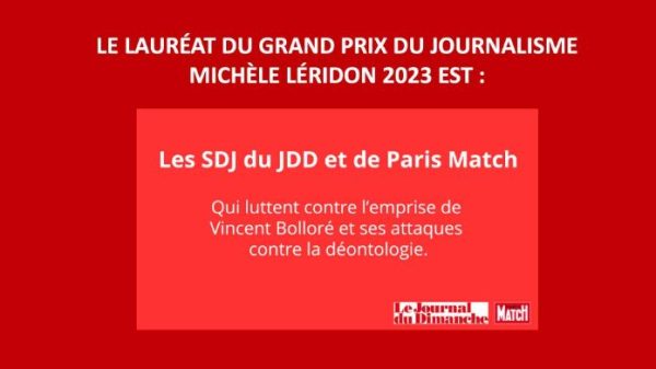Assises du journalisme: le grand prix décerné aux SDJ du «JDD» et de «Paris Match», qui «luttent contre l’emprise de Vincent Bolloré»