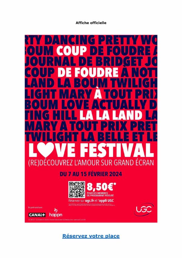 UGC lance le «LOVE FESTIVAL UGC», en partenariat avec CANAL+ et happn