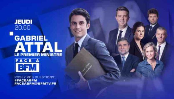 BFMTV/ «Face à BFM» : Gabriel Attal,invité spécial jeudi 18 avril à 21h00