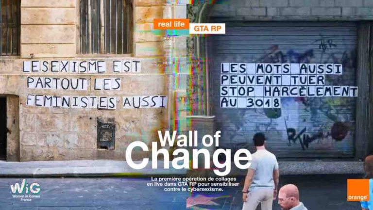 Orange lance Wall Of Change : des collages dans les rues de GTA RP pour dénoncer le sexisme dans les jeux vidéo