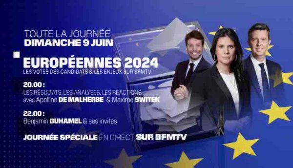 BFMTV : dispositif spécial résultats des élections européennes dimanche 9 juin