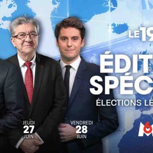 M6/ édition spéciale élections législatives 2024 : Jordan Bardella, Jean-Luc Mélenchon et Gabriel Attal, seront successivement les invités du «1945»