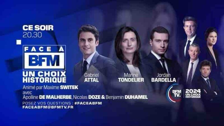 BFMTV/ élections législatives : 4ème chaîne de France ce mercredi 3 juillet avec la soirée spéciale «FACE À BFM : UN CHOIX HISTORIQUE»