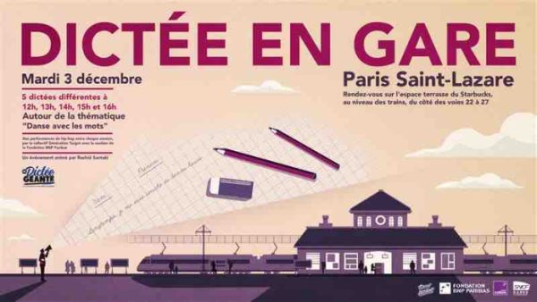 «Dictées en gares» : France Culture et SNCF Gares & Connexions donnent rendez-vous en gare de Paris Saint-Lazare pour cinq dictées géantes