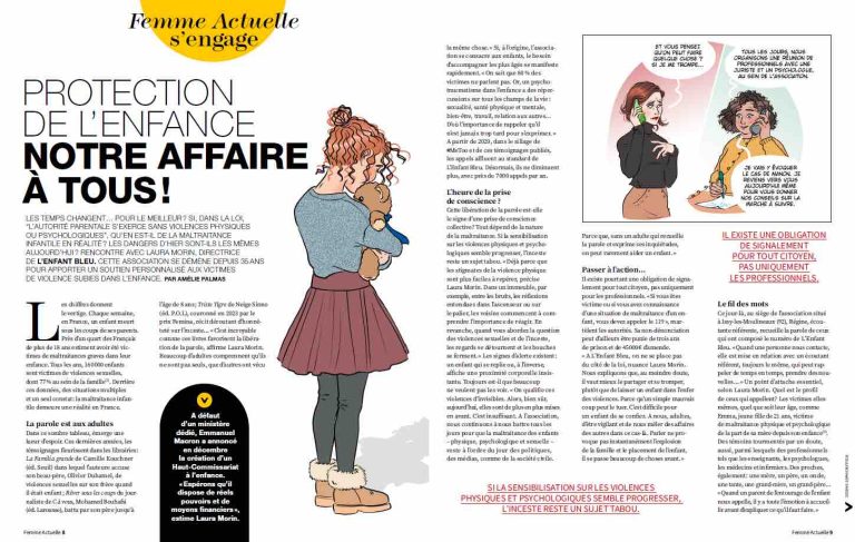 L’Enfant Bleu et «Femme Actuelle» s’unissent pour sensibiliser à la maltraitance infantile