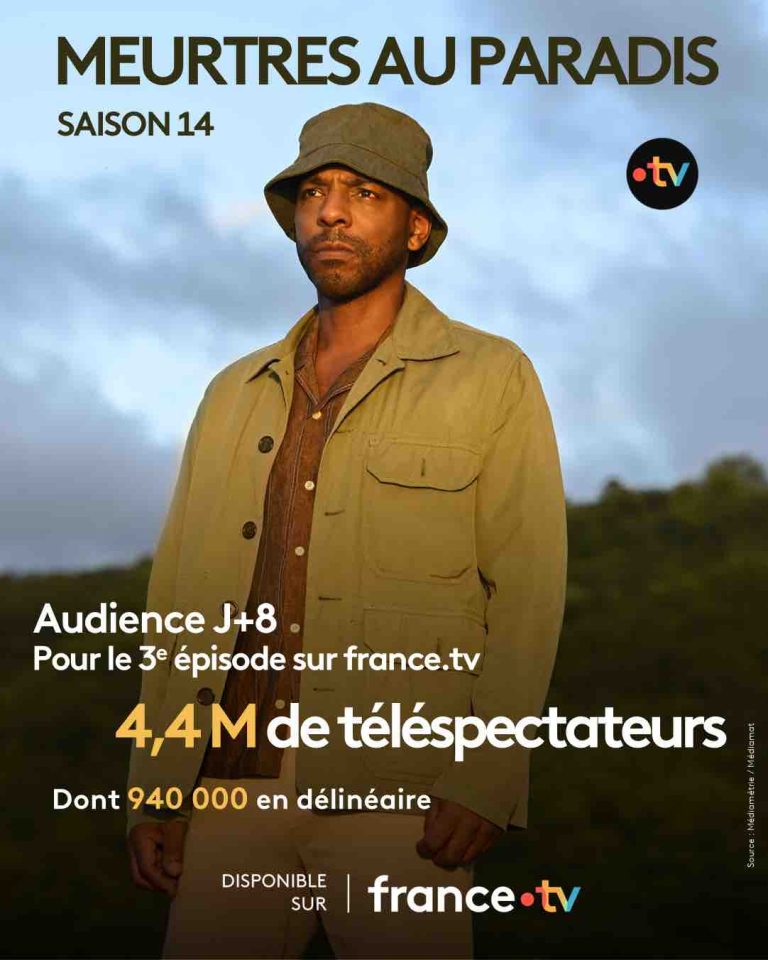 france.tv : 4,4 millions de téléspectateurs pour le 3ème épisode de «Meurtres au paradis»