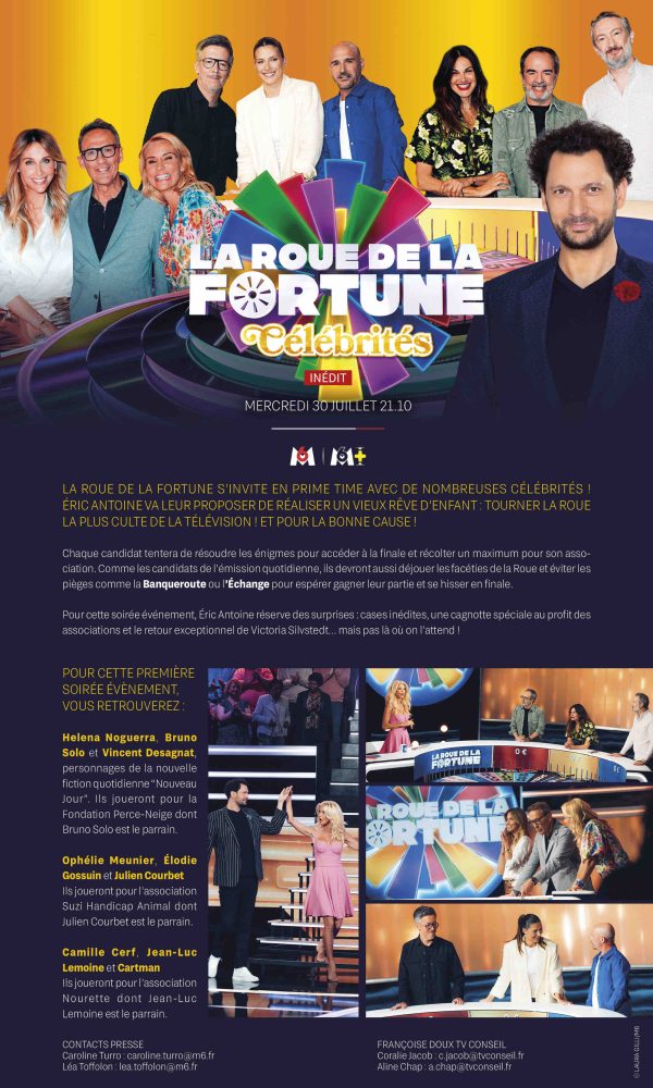 M6 : «La Roue de la Fortune - Célébrités» le 30 juillet à 21h10