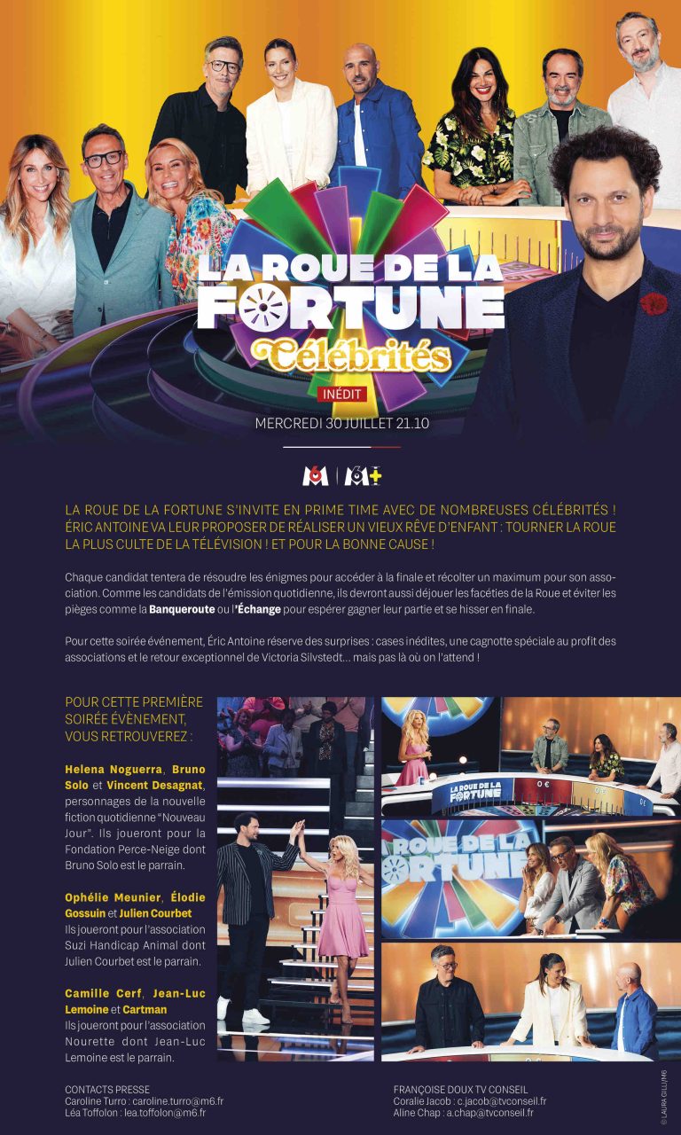 M6 : «La Roue de la Fortune – Célébrités» le 30 juillet à 21h10