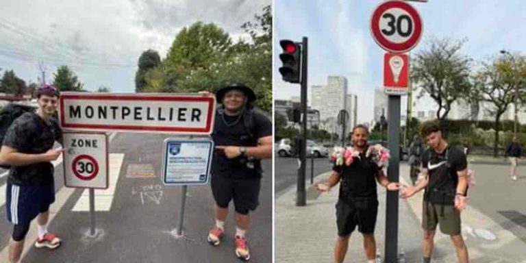 Deux stars du web bouclent leur périple à pied en direct à Levallois-Perret