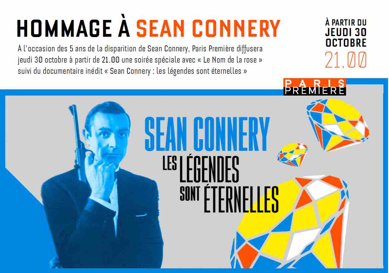 Paris Première : soirée spéciale Sean Connery jeudi 30 octobre avec «Le Nom de la rose» suivi du documentaire inédit «Sean Connery: les légendes sont éternelles»