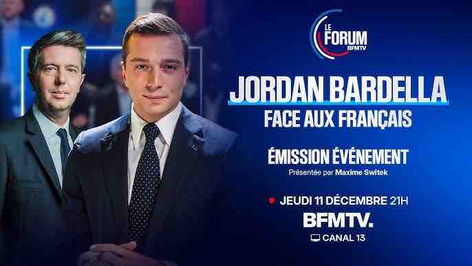 BFMTV : record historique d’audiences pour «LE FORUM BFMTV: Jordan Bardella face aux Français» jeudi 11 décembre 