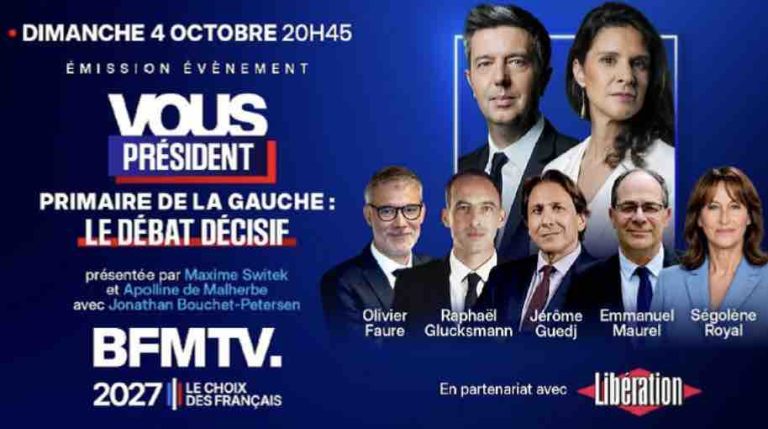 BFMTV : «Vous Président, primaire de la gauche: le débat décisif» le 4 octobre à 20h45