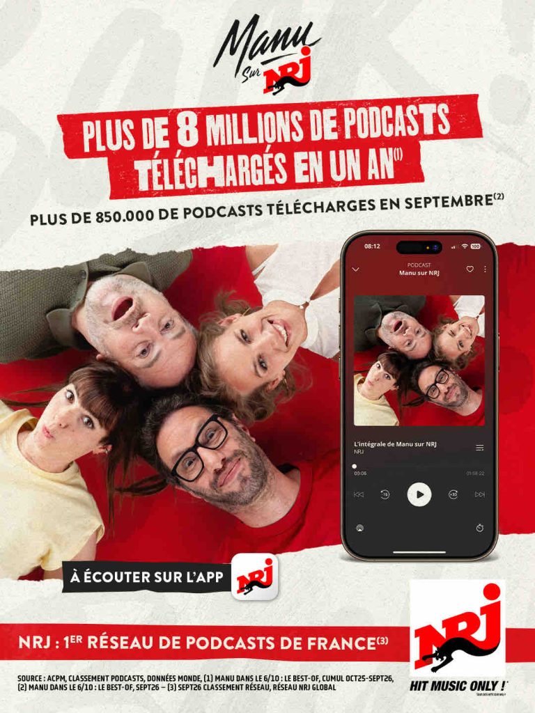 NRJ : plus de 8 millions de téléchargements en un an pour le podcast de Manu